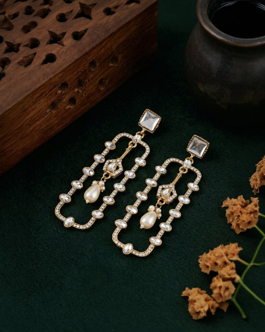 Silver Tenille Premium Designer Zircone Kundan Earring