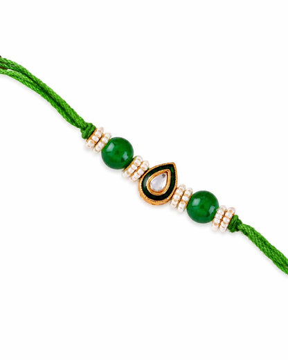 Green Dhivi Rakhi for Brother | Tilak Set Included
