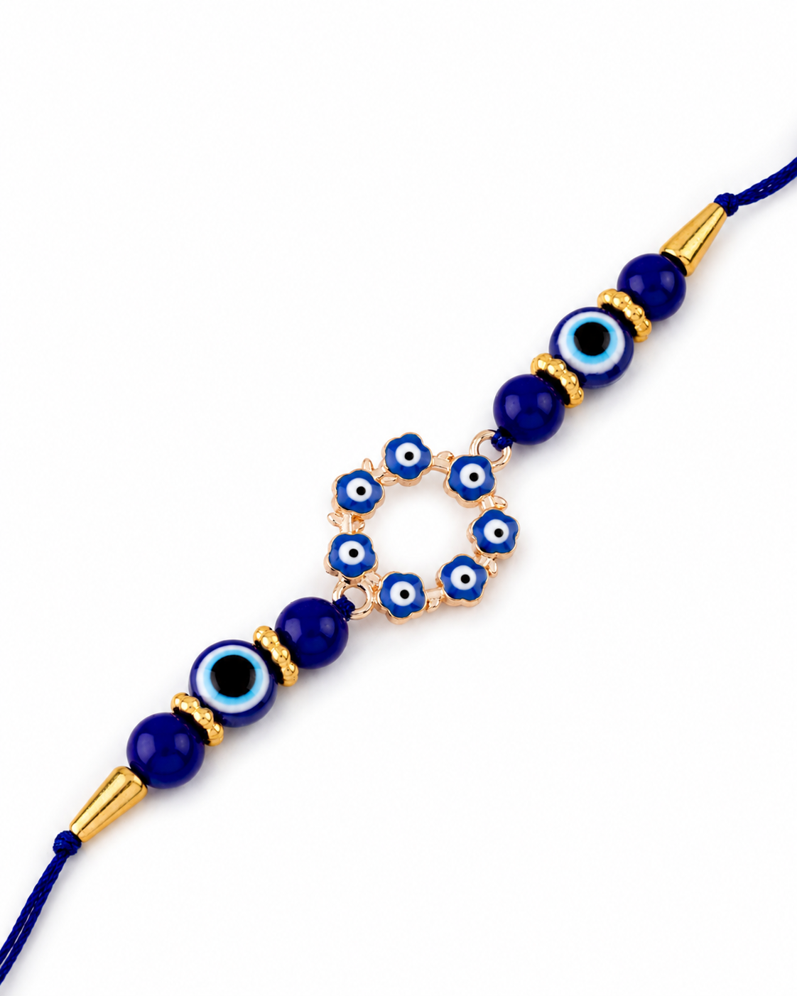 Blue Chakra Evil Eye Rakhi with Tilak Set and Card