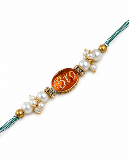 Orange Bro Rakhi with Tilak Set and Card