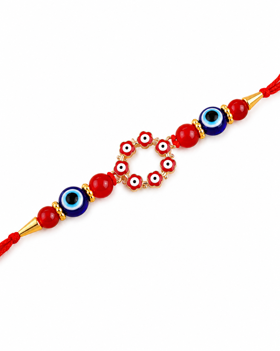 Red Chakra Evil Eye Rakhi with Tilak Set and Card