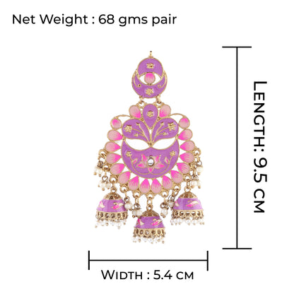 Lilac Charvi Meenakari Jhumka