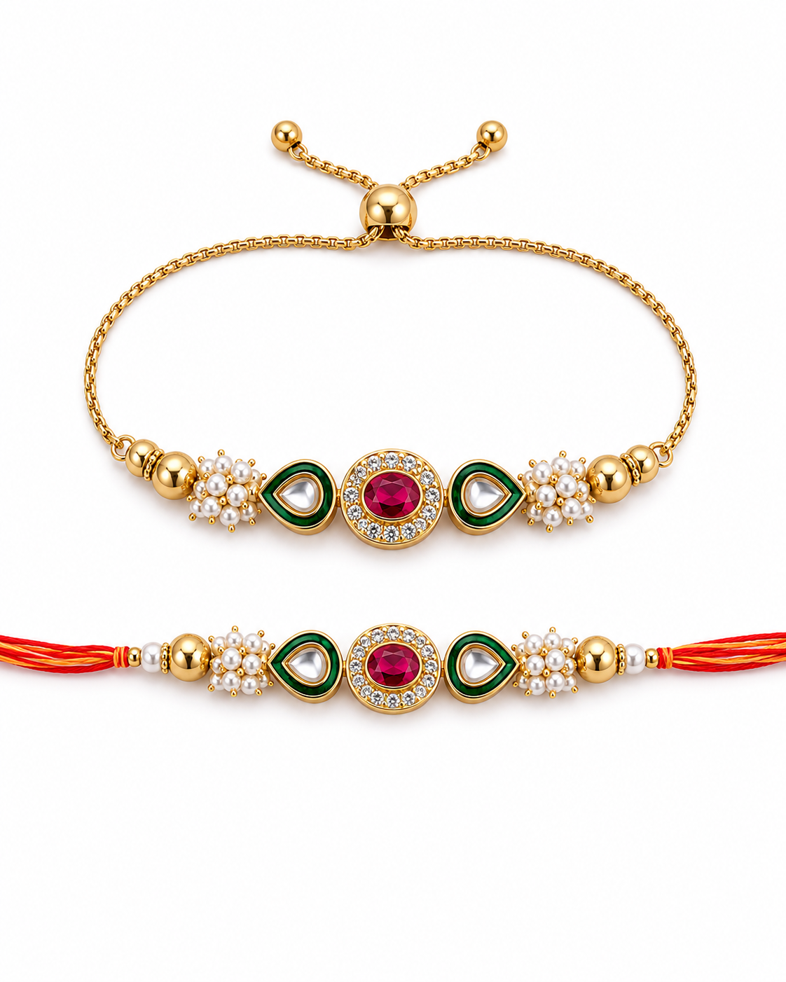 Tantra Bhaiya Rakhi and Bhabhi Bracelet with Tilak Set and Card