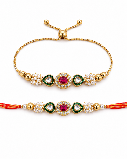 Tantra Bhaiya Rakhi and Bhabhi Bracelet with Tilak Set and Card