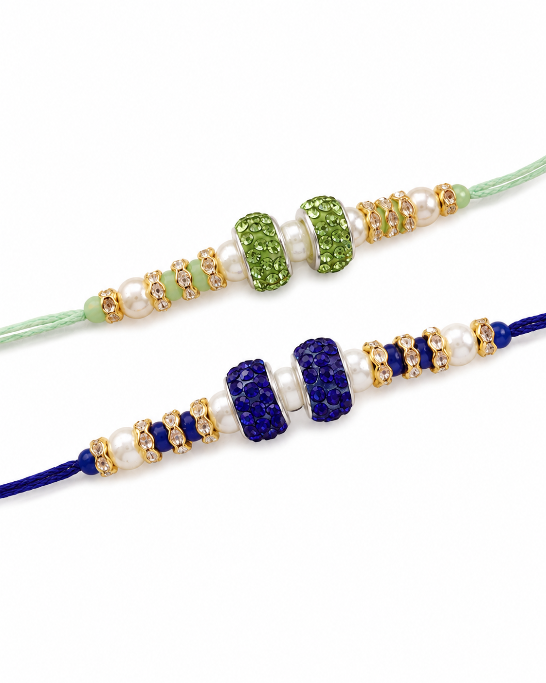 Pack of 2 - Tejomay Rakhi - Mint Blue : with Tilak Set and Card