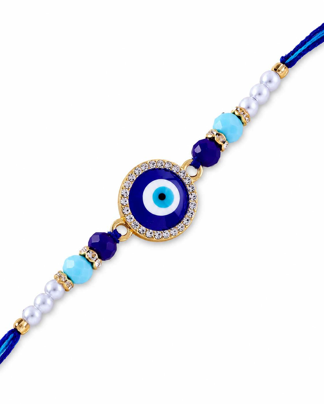 Blue Zaroon Evil Eye Rakhi for Brother | Tilak Set Included