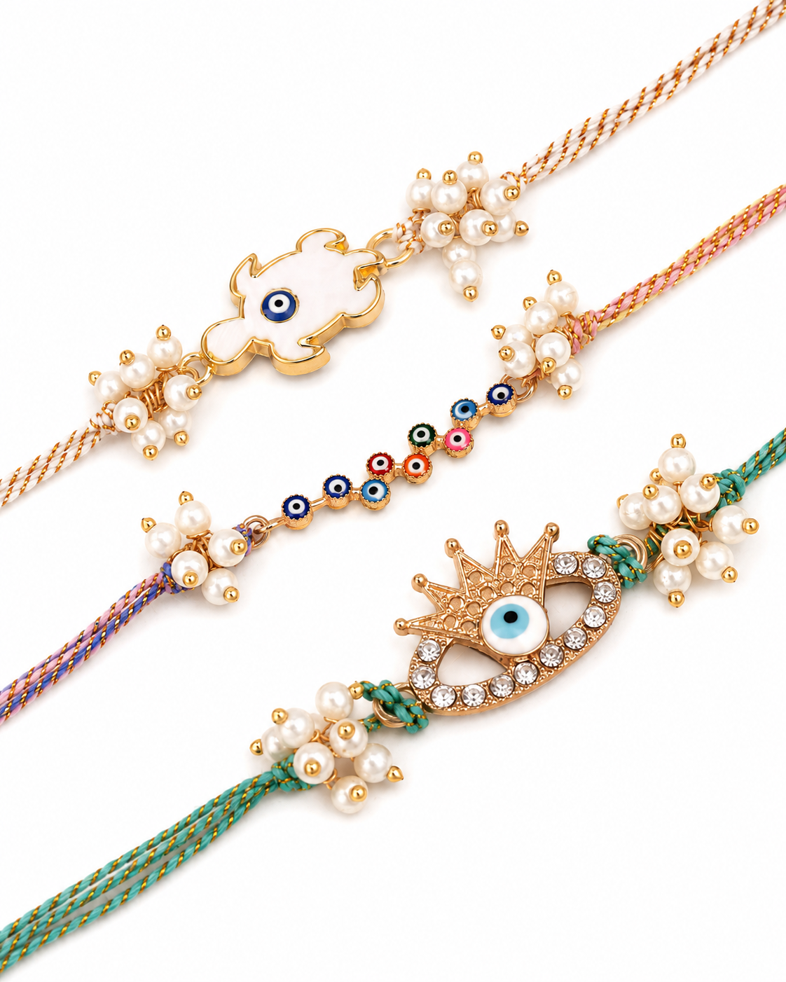 Pack of 3 Divyaan Evil Eye Rakhi with Tilak Set and Card
