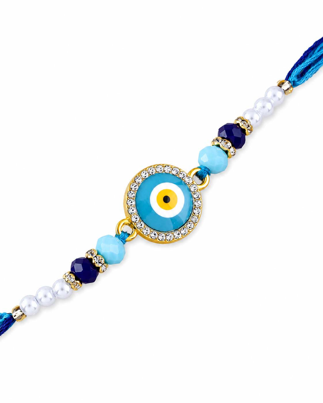 Turquoise Zaroon Evil Eye Rakhi for Brother | Tilak Set Included