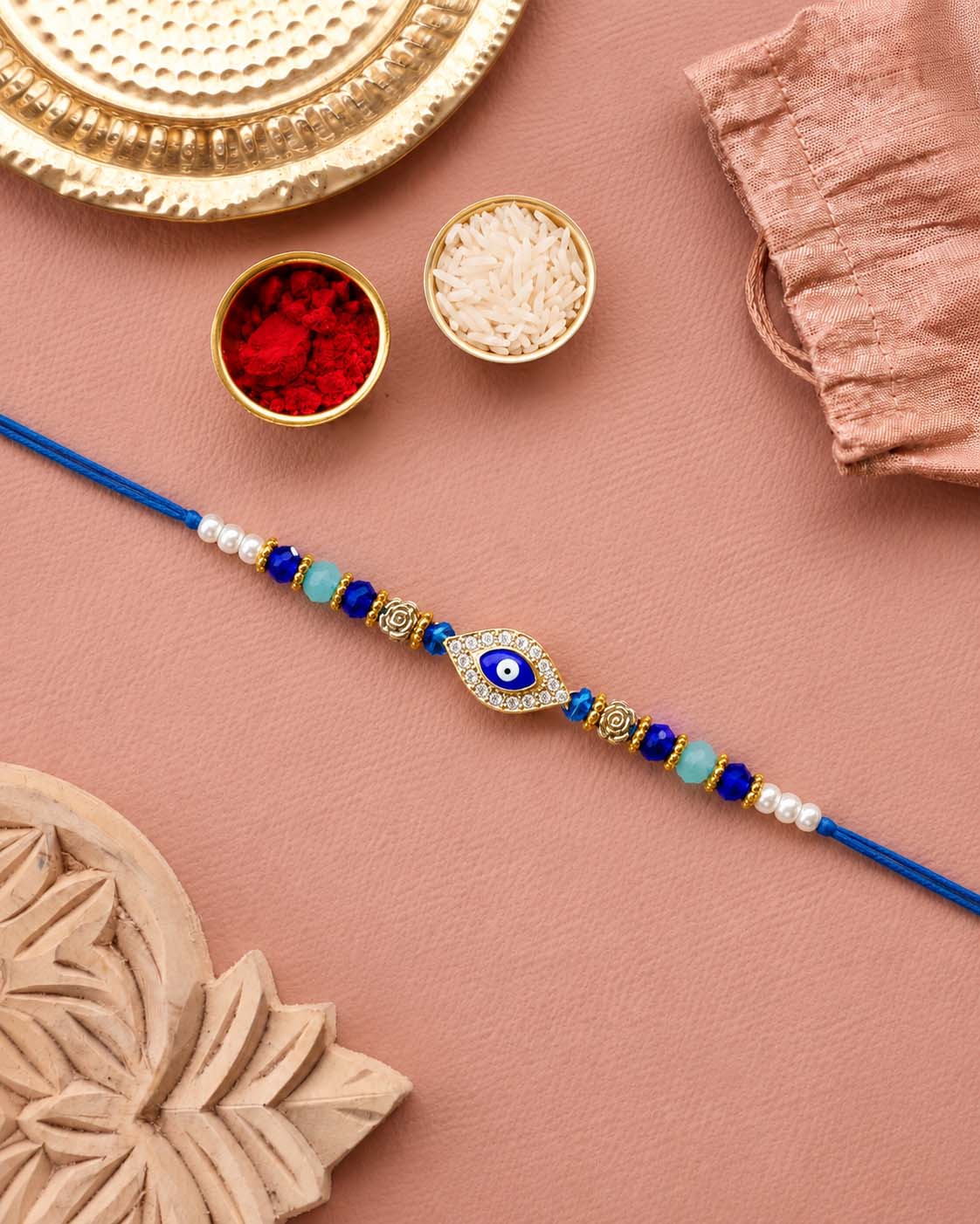 Neelay Evil Eye Rakhi for Brother | Tilak Set Included