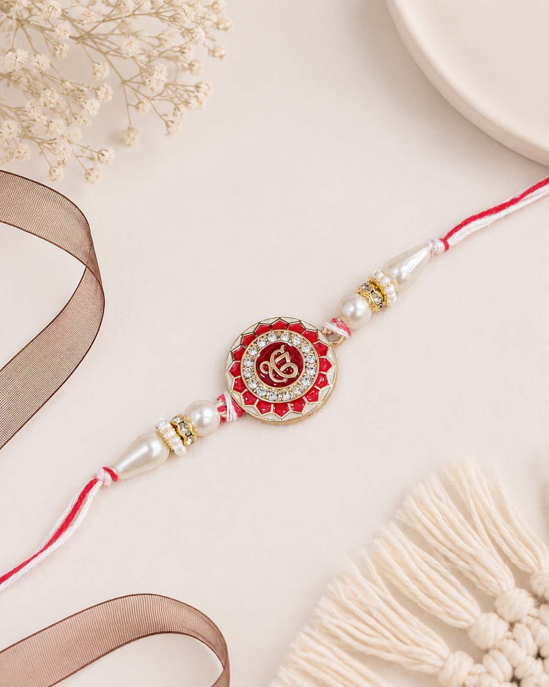 Red Ek Onkar Rakhi for Brother | Tilak Set Included