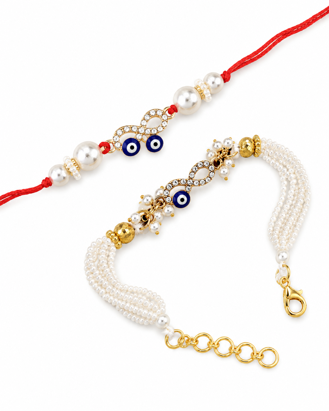 Rakshit Bhaiya Rakhi and Bhabhi Bracelet with Tilak Set and Card