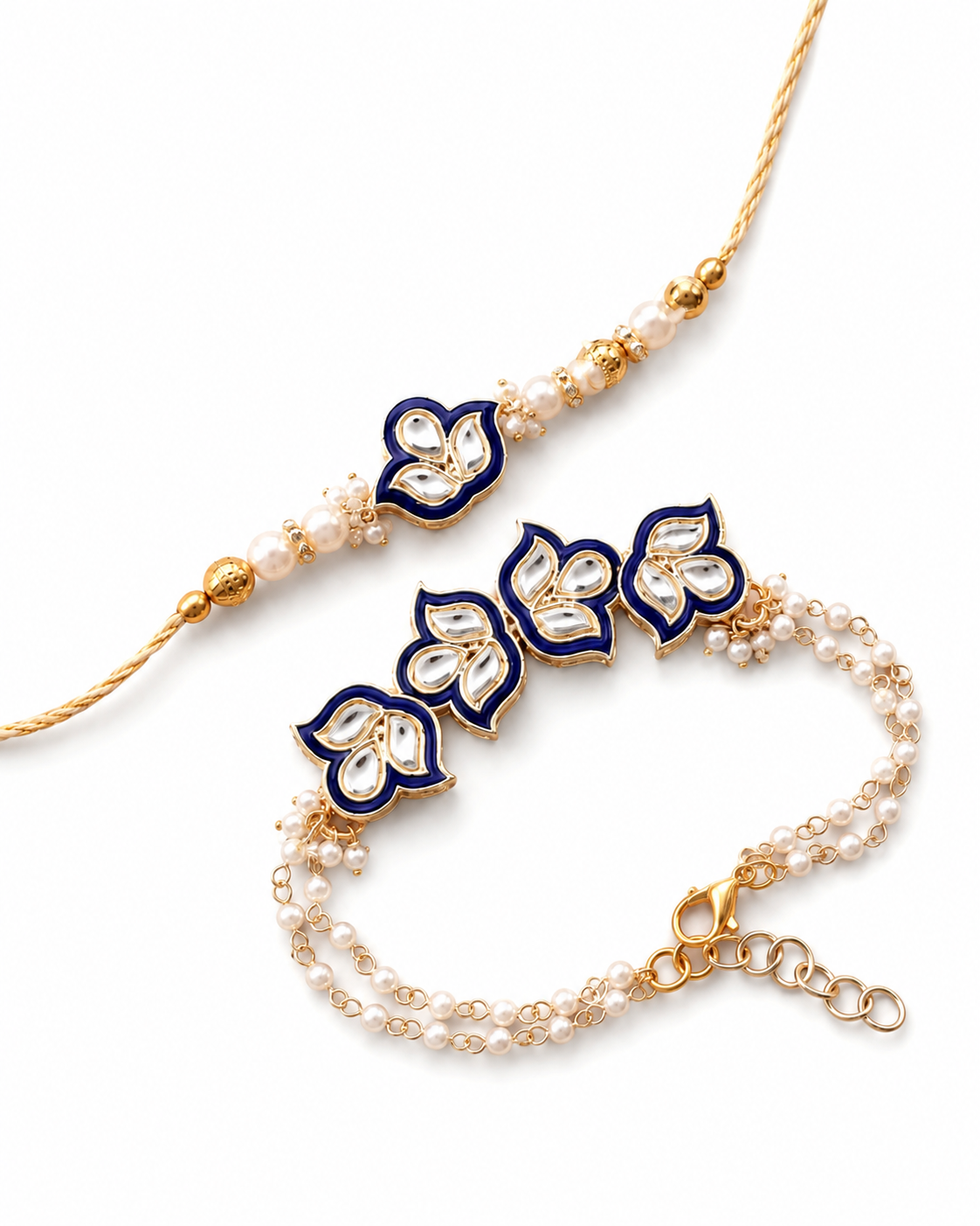Blue Devina Bhaiya Bhabhi Rakhi with Tilak Set and Card