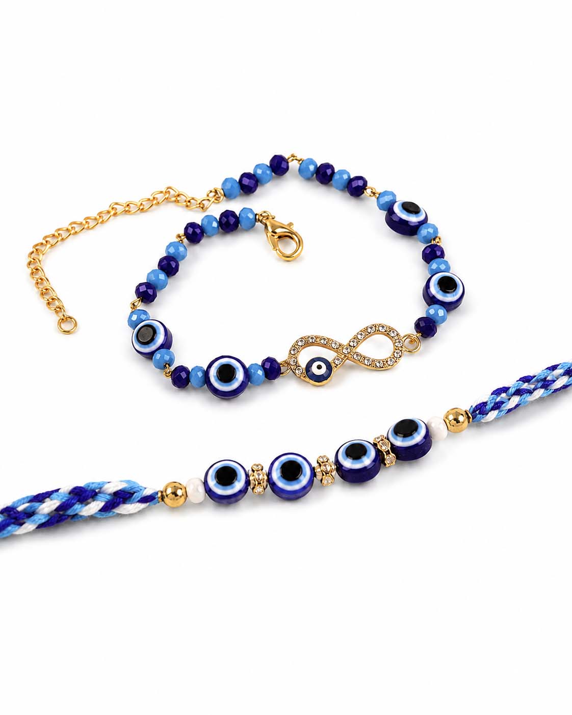 Kanak - Atharv Evil Eye     Bhaiya Bhabhi Rakhi Bracelet Set | Tilak Set Included