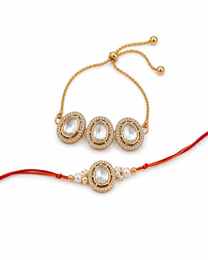 Lakshita Bhaiya Bhabhi Rakhi Bracelet Set | Tilak Set Included