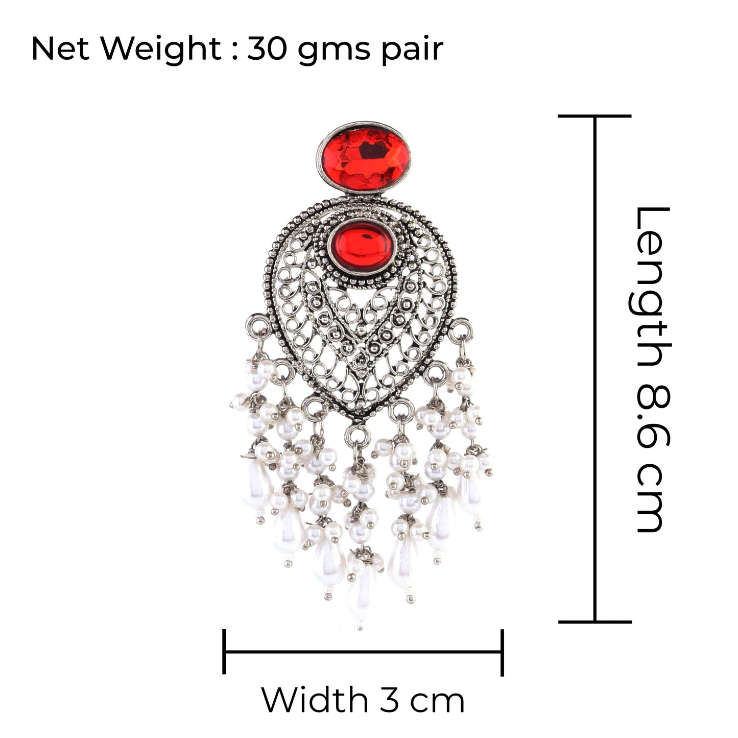 Red Girisha Boho Pearl Earring