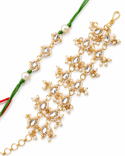 Green Vasundhara Bhaiya Rakhi and Bhabhi Bracelet with Tilak Set and Card
