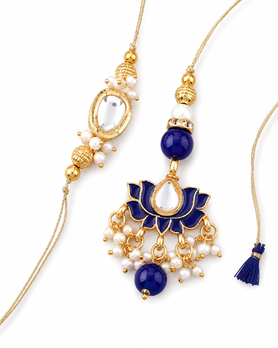Blue Arjun Bhaiya Bhabhi Rakhi with Tilak Set and Card