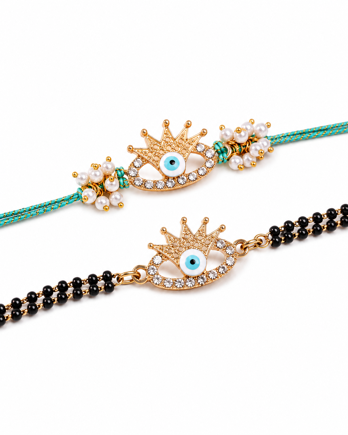 Devraj Bhaiya Rakhi and Bhabhi Mangalsutra Bracelet with Tilak Set and Card