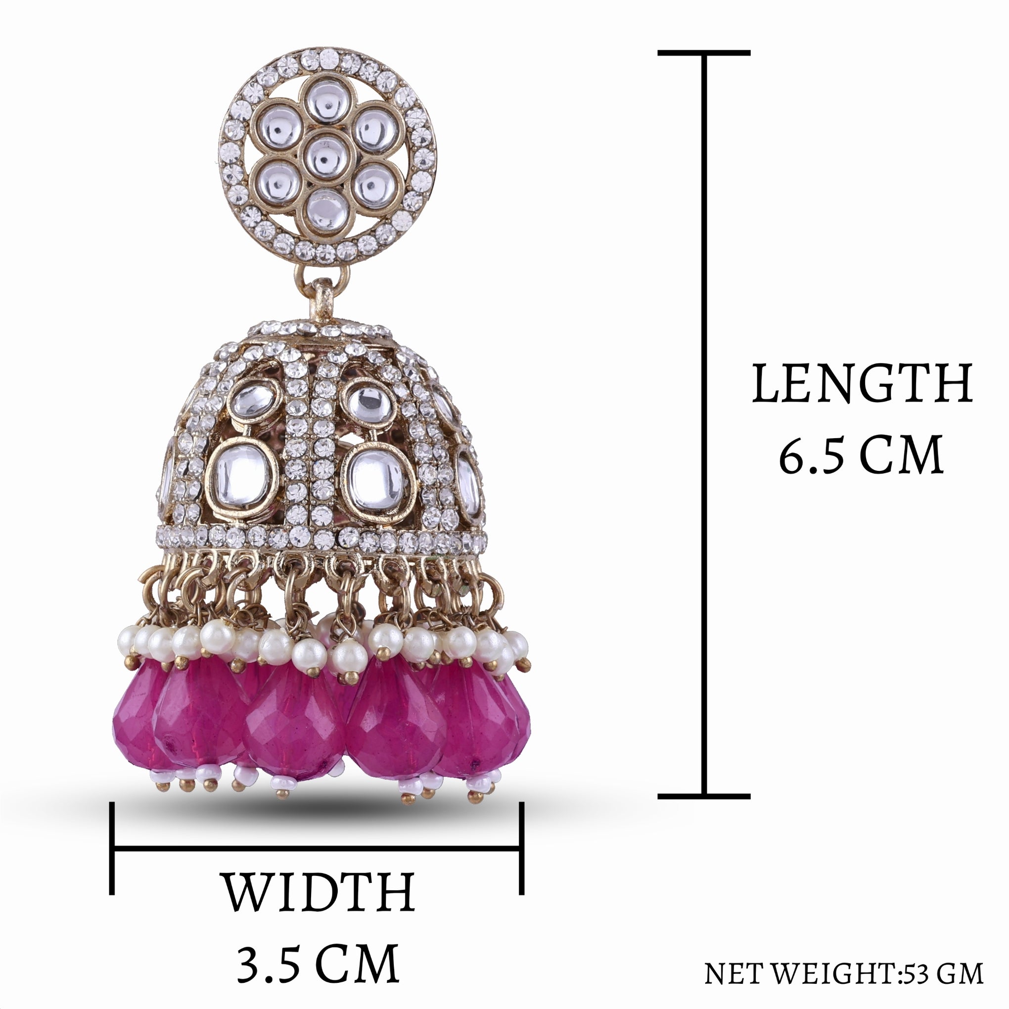 Pink Yasmeen Jhumka