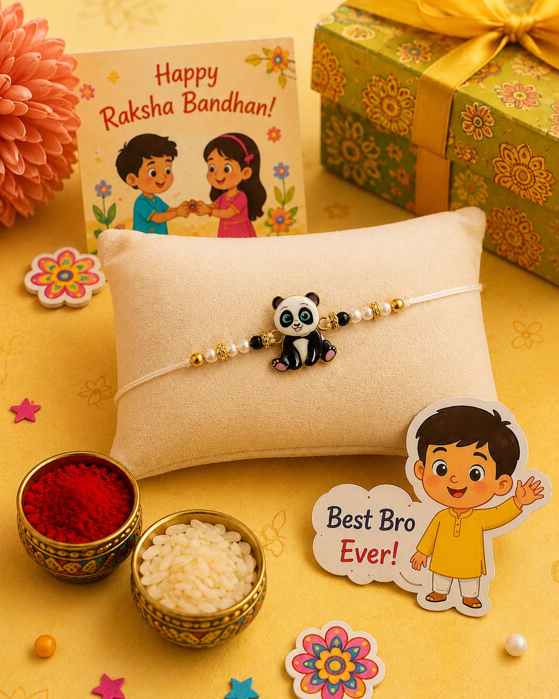 Kids Panda Rakhi for Brother | Tilak Set Included