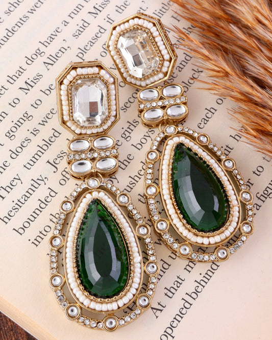 Emerald Aarit Premium Designer Zircone Polki Dupe Earring