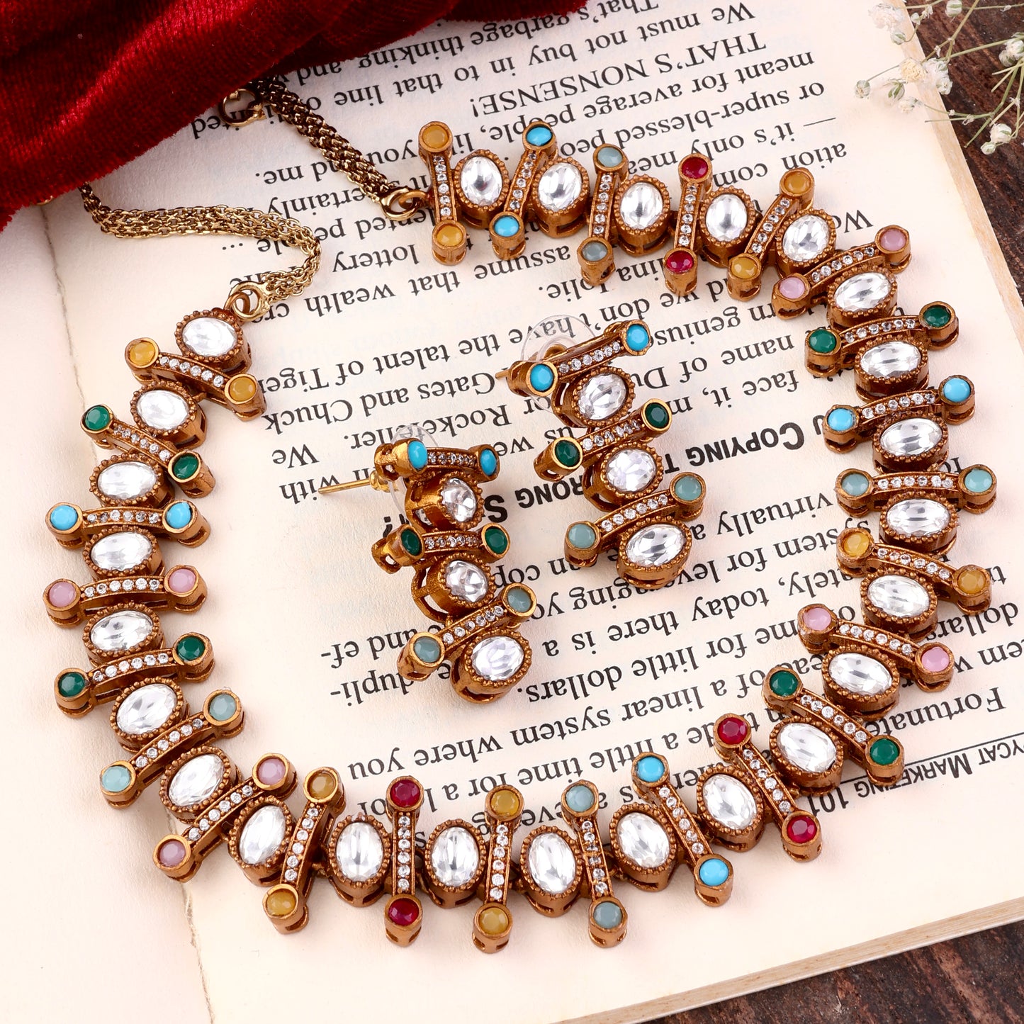 Multi Ambrose Necklace Set with Earring