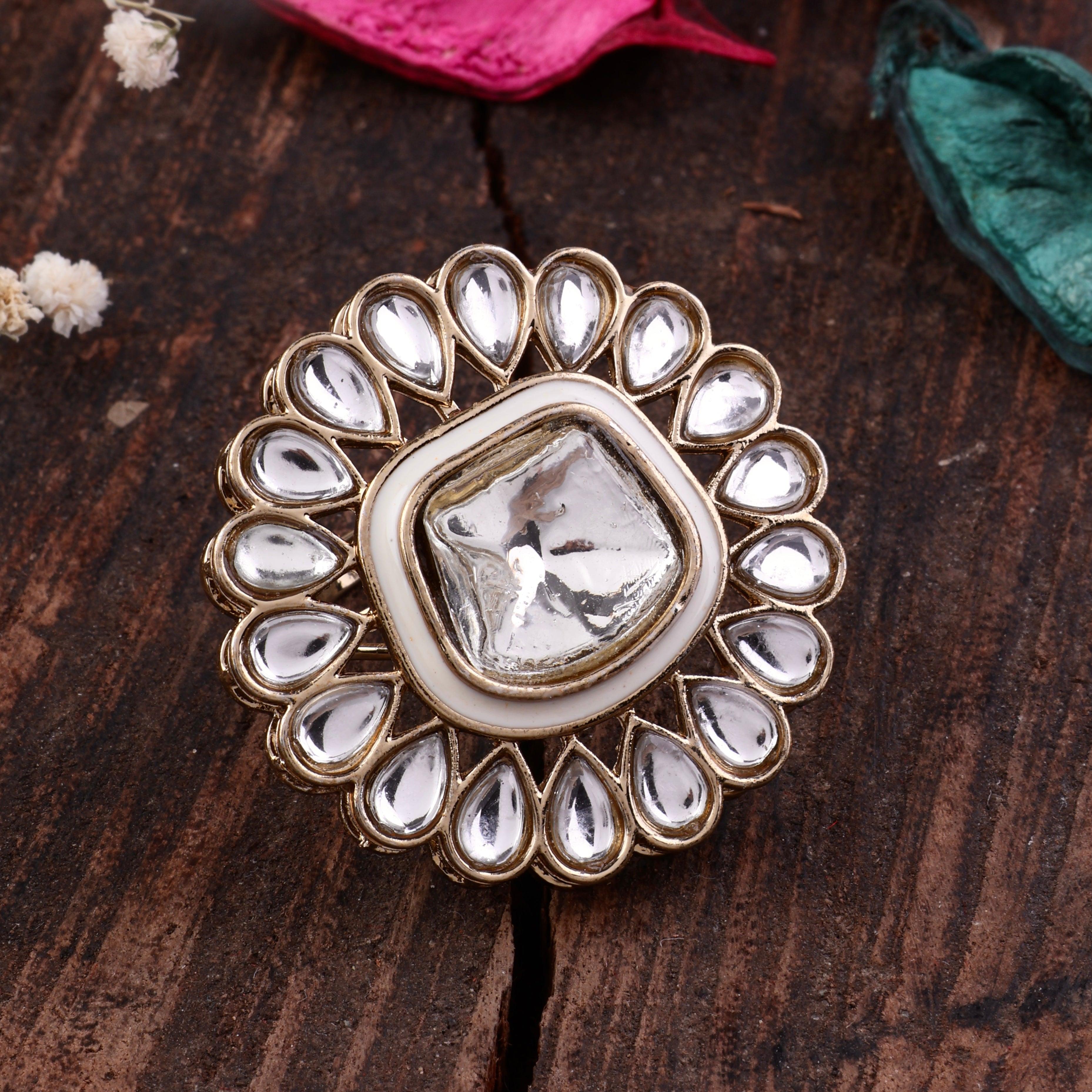 Lata Inlaid Rings Buy Designer Rings for Women Online – Shona's Style
