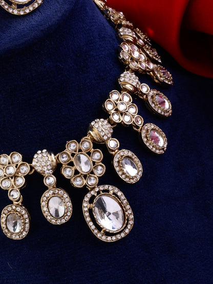 Gold Baani Indo Western Necklace With Earrings