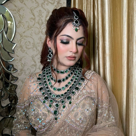 Emerald Green Parineeti Wedding Necklace Set