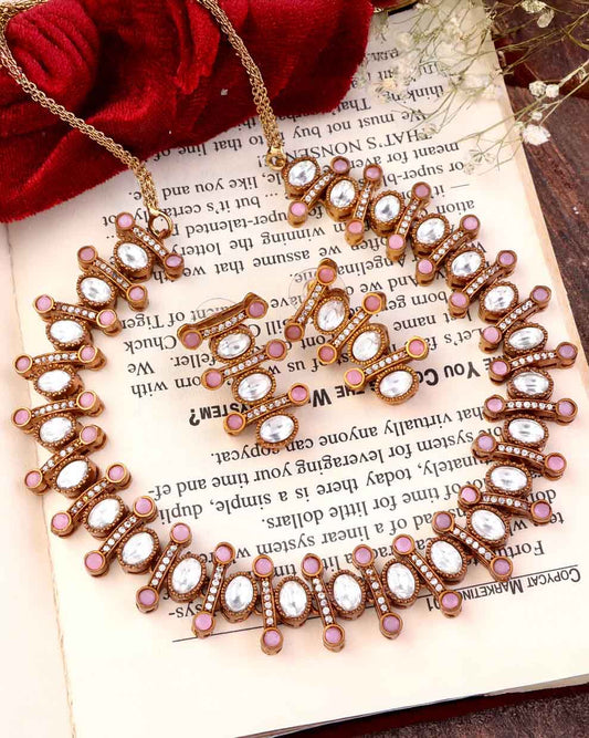 Blush Ambrose Necklace Set with Earring