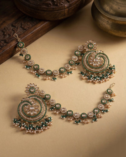 Green Avyukt Bahubali Chandbali with Sahara