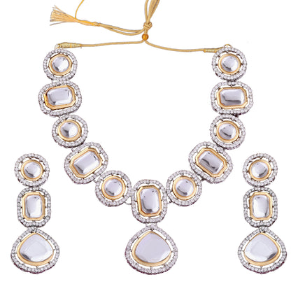 Kinza Polki Dupe Necklace Set with Earring