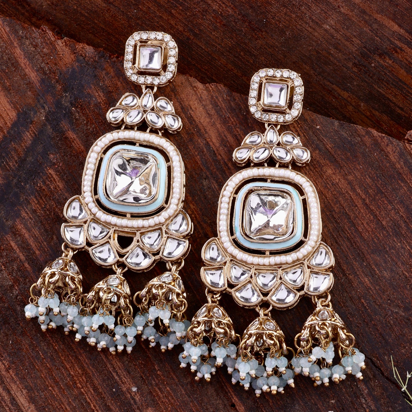 Turquoise Anay Designer Earring with Jhumki Detailing