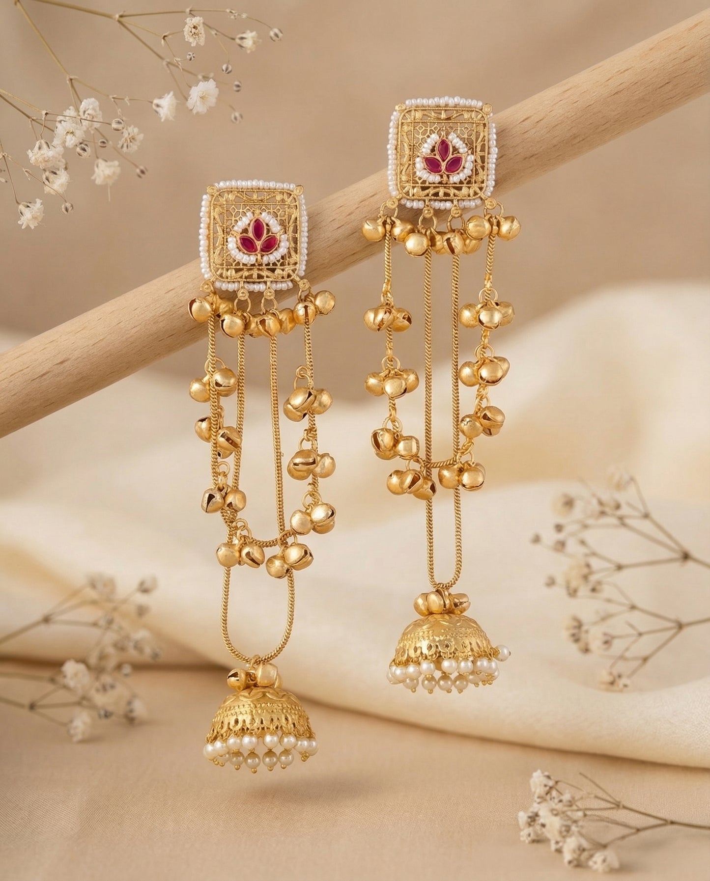 Reyant Premium Kashmiri Brass Lookalike Ghungroo Earring