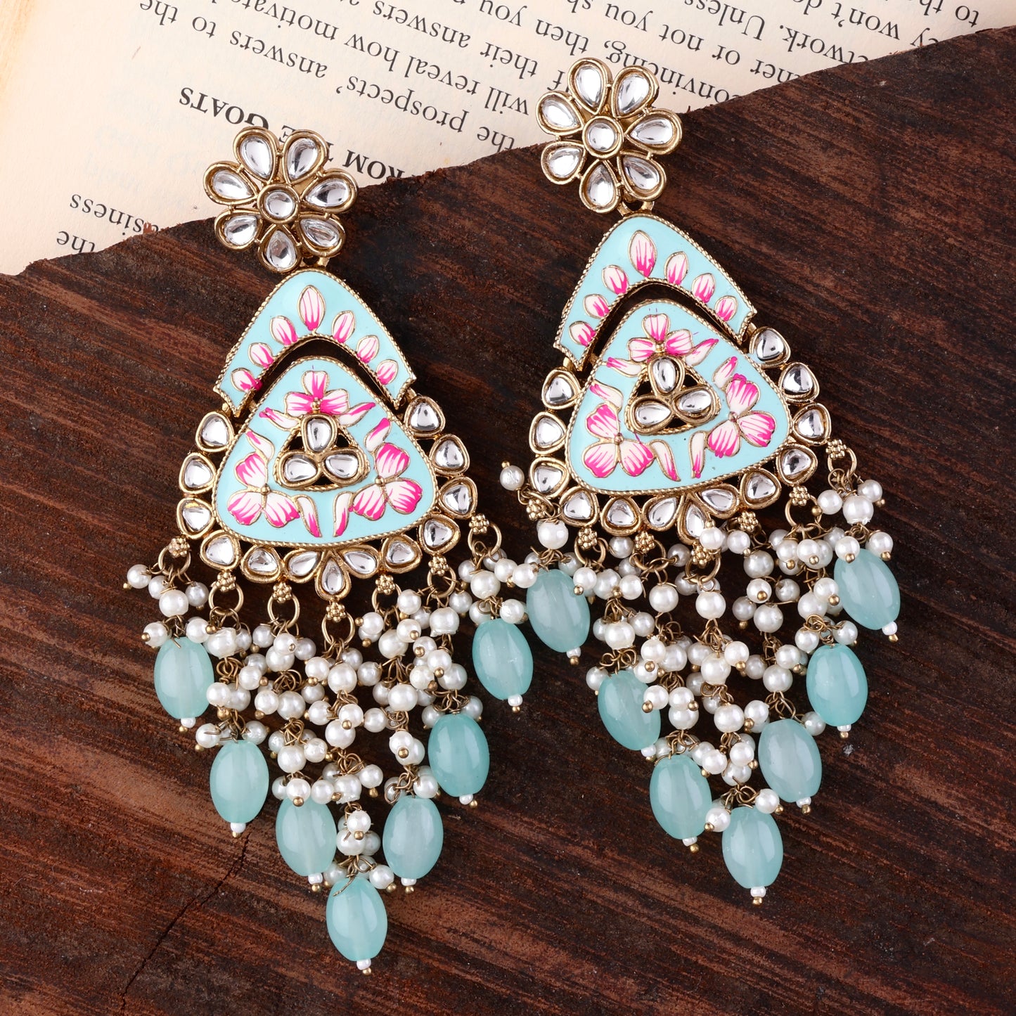 Turquoise Vaidehi Meenkari Kundan Earring