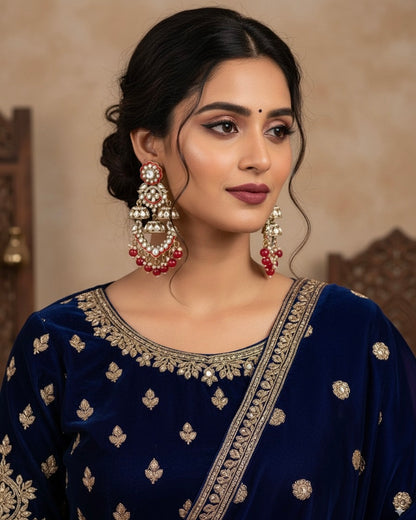 Red Taha Meenakari Zircon Jhumki Earring