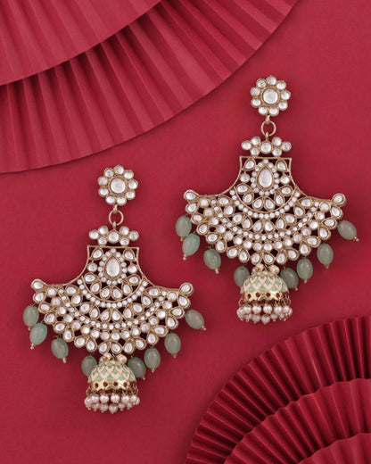 Mint Green Sabita Designer Meenakari Jhumka Earring