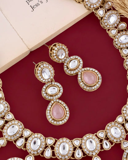Blush Nivaya Premium Polki Dupe Necklace with Earring and Teeka