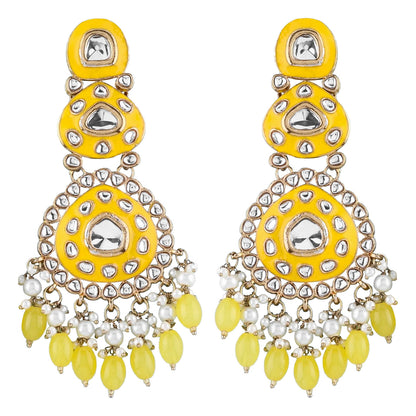 Yellow Tisya Meenakari Chandbali
