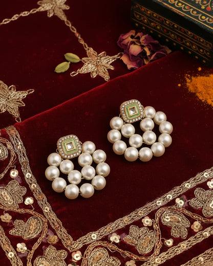 Green Meena Pearl Stud