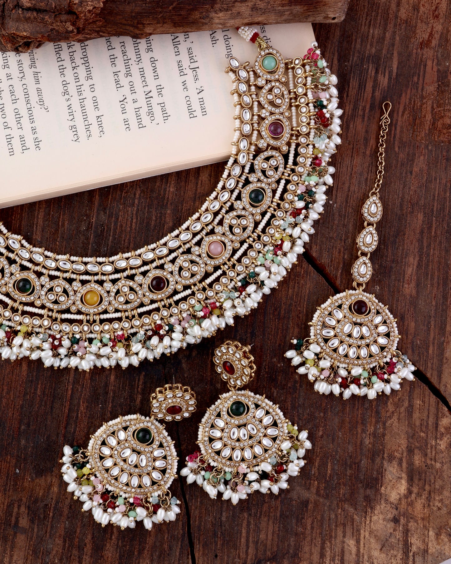 Manveer Punjabi Necklace Set with Earring and Teeka