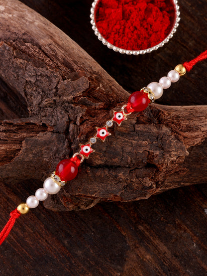 Red Iraak Rakhi for Brother | Tilak Set Included