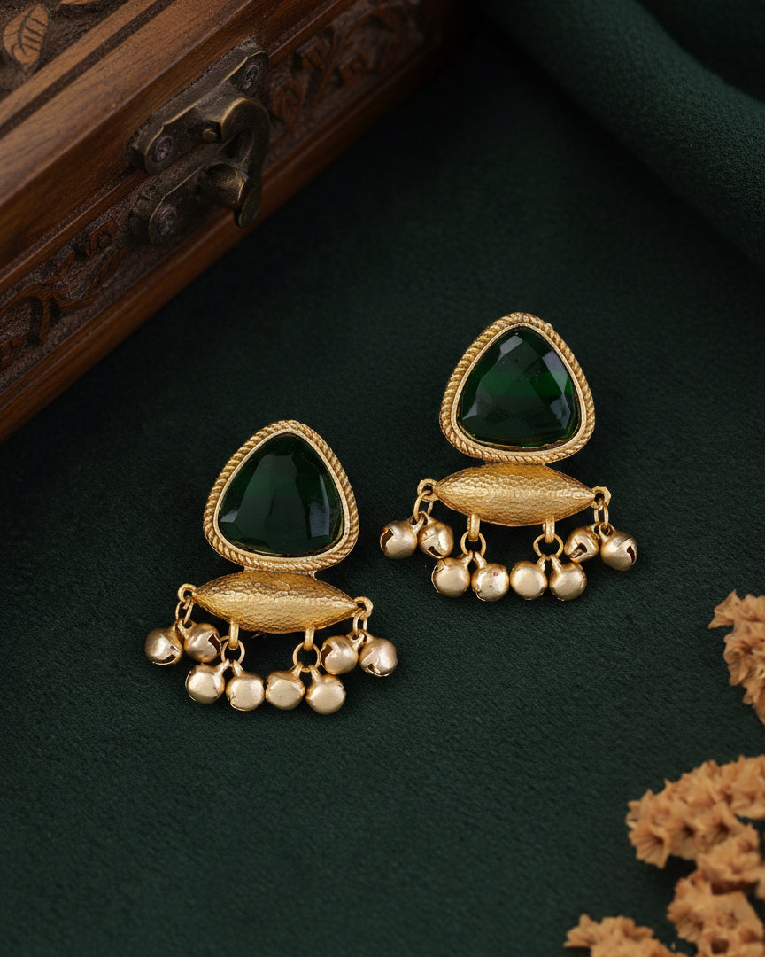Emerald Maliona Brass Lookalike Stud Earring