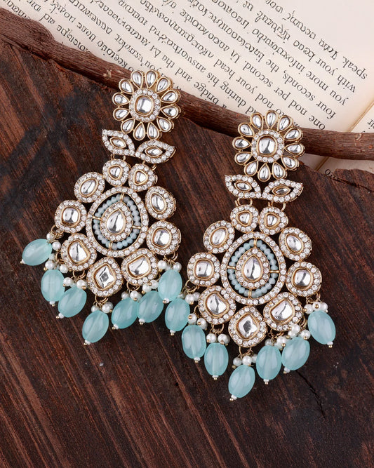 Turqoise Ivaan Designer Earring with Zircone Stone Detailing