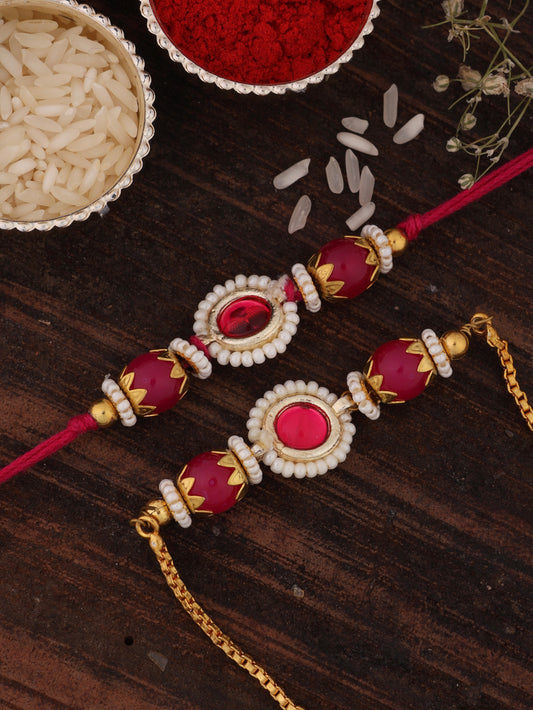 Pink Adrika Bhaiya Bhabhi Rakhi with Tilak Set and Card