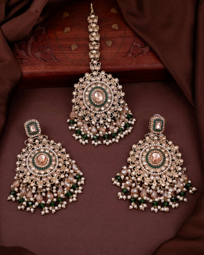 Green Tavisha Punjabi Pakistani Teeka Chandbali Set