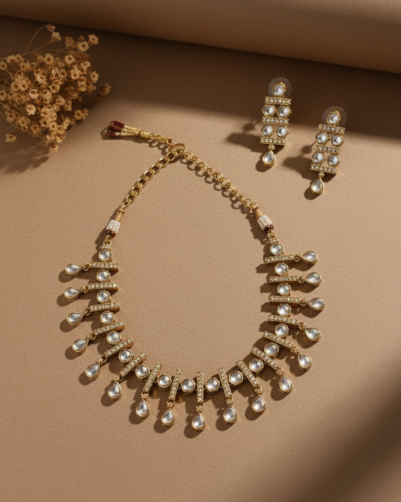 Adhira Indo Western Necklace With Earrings