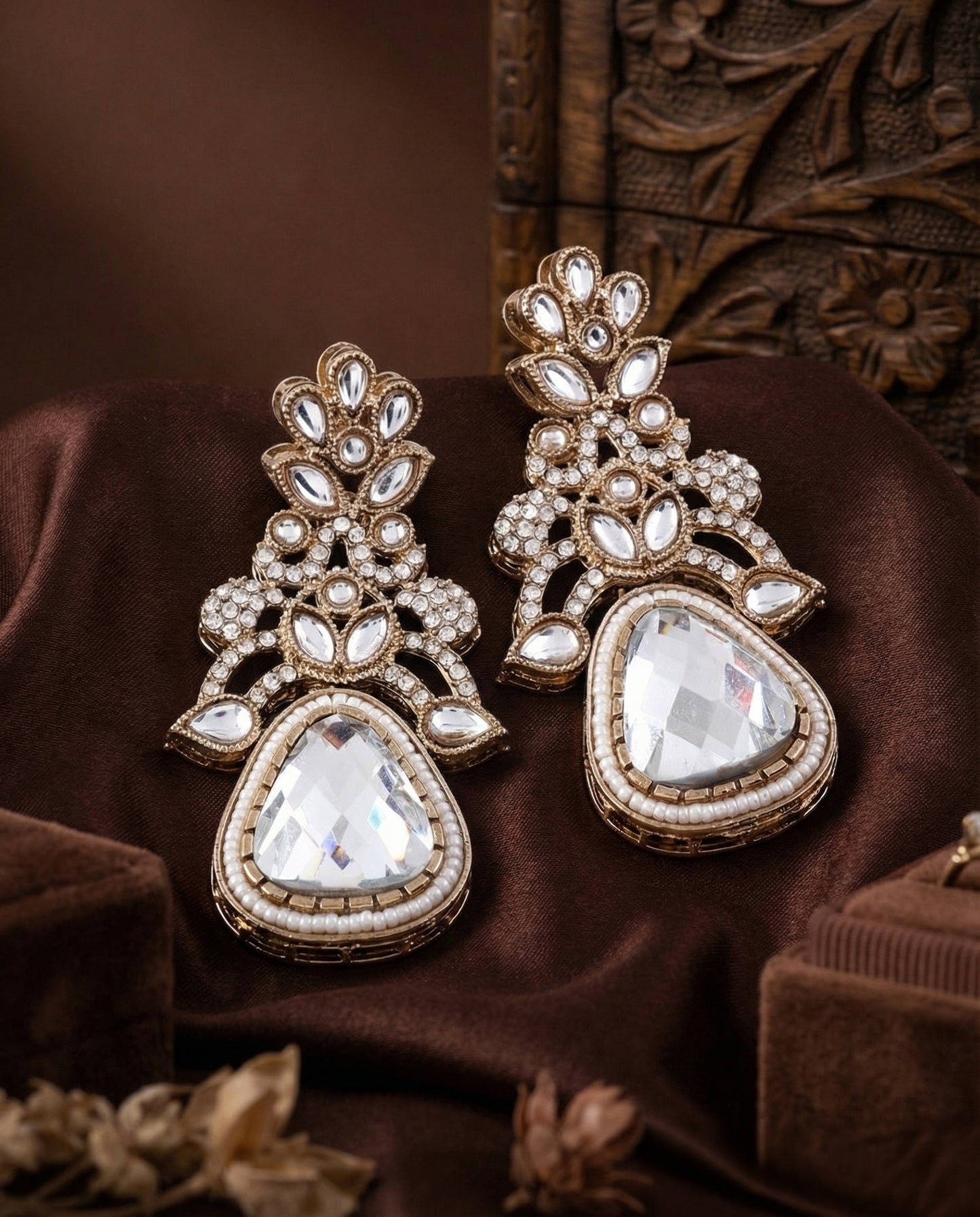 Silver Sylas Premium Designer Zircone Kundan Earring