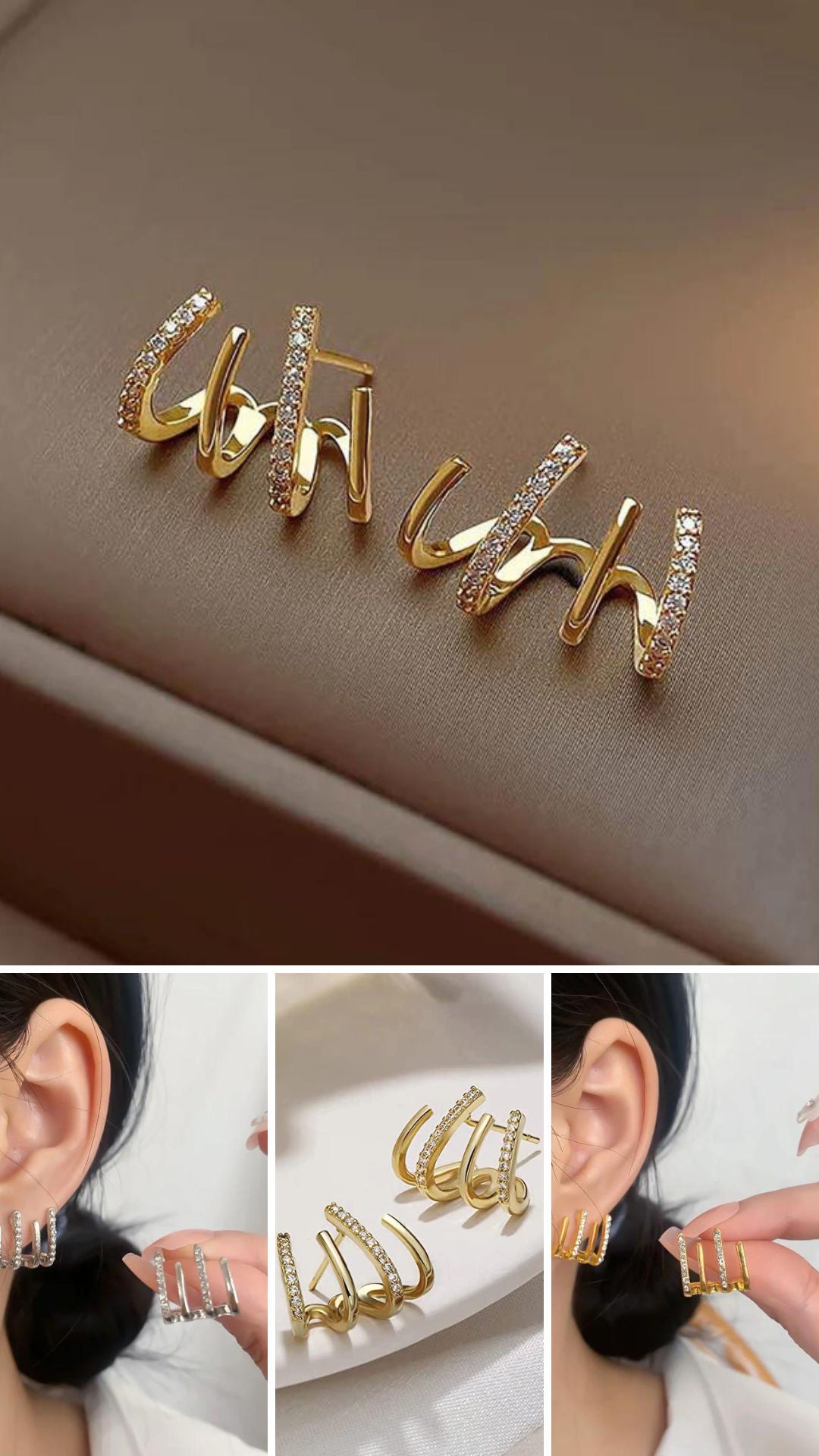 Gold Claw Stoned Korean Quirky Earring