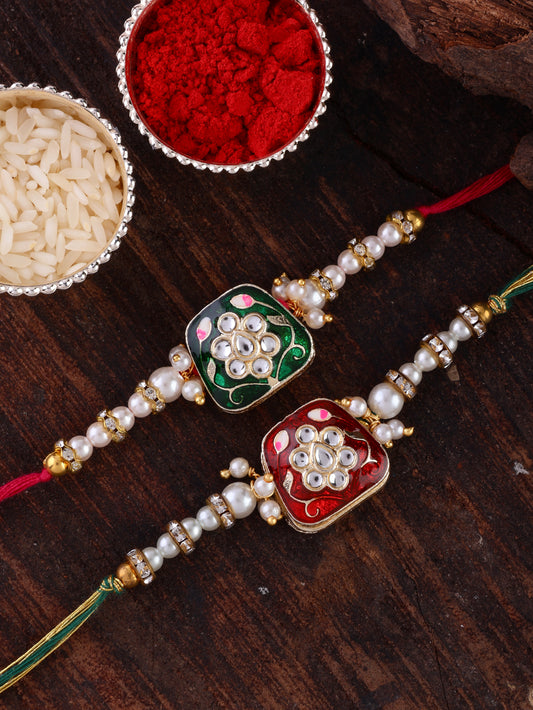 Pack of 2 - Dyuthi Rakhi with Tilak Set and Card